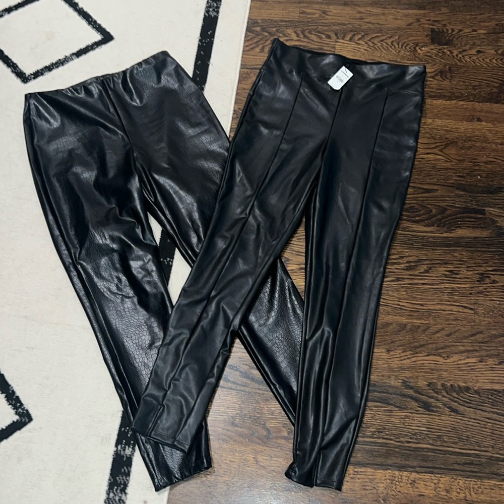 Two pair of new faux leather leggings from express